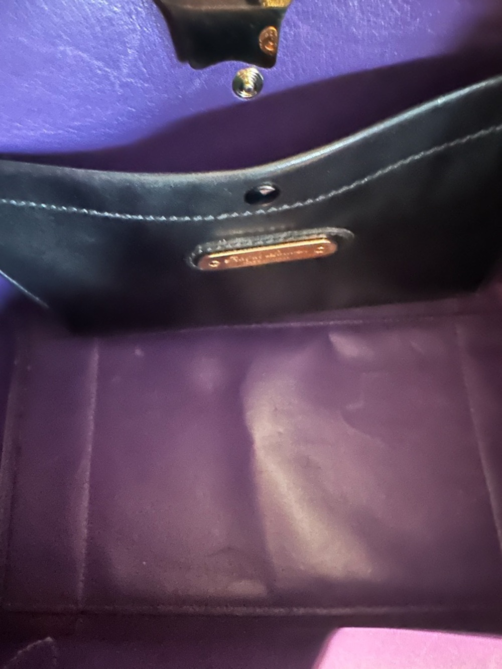 Ralph Lauren Black Leather Satchel with Gold-Tone Lock - Picture 9 of 10
